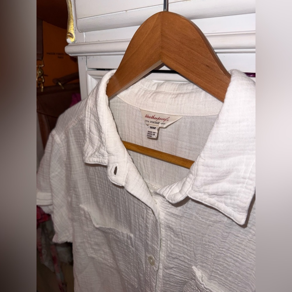 100% Cotton Casual White Button-Up Shirt Dress/Beach Cover Up, Size Medium - Picture 13 of 16